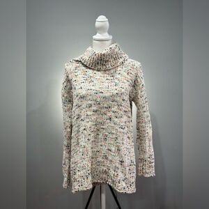 SALE! Cream Spotted Moon & Madison Cowl Neck Sweater Size S EUC